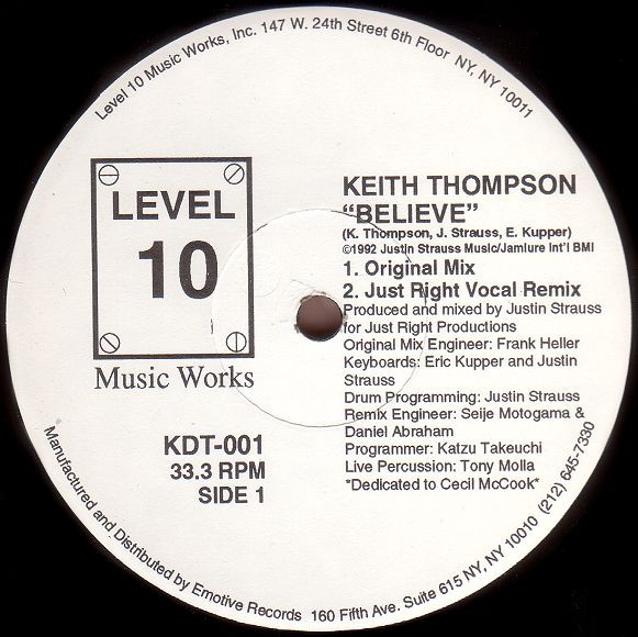 Keith Thompson - Believe | Level 10 Music Works (KDT-001)