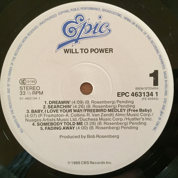 Will To Power - Will To Power | Epic (EPC 463134 1) - 3