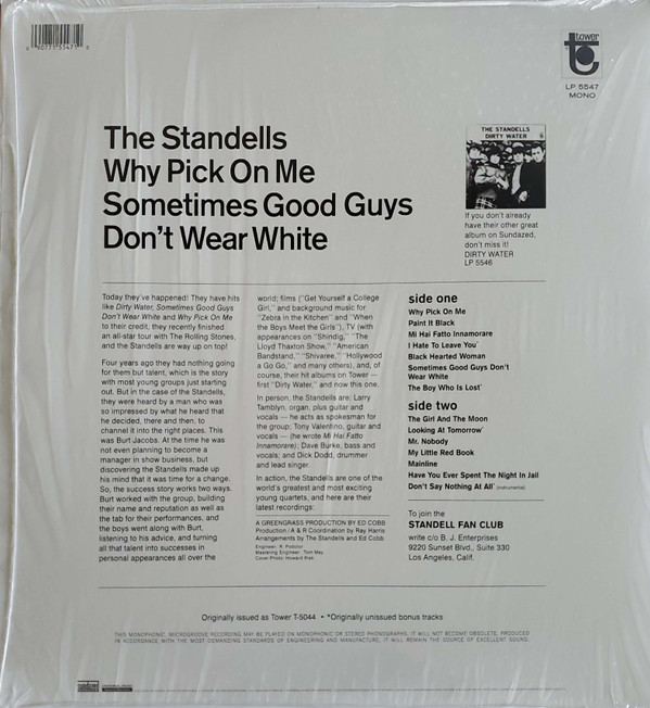 The Standells - Why Pick On Me - Sometimes Good Guys Don't Wear White | Sundazed Music (LP 5547) - 2