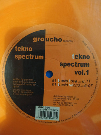 Tekno Spectrum - Tekno Spectrum Vol.1 | Groucho Records (GRC004)