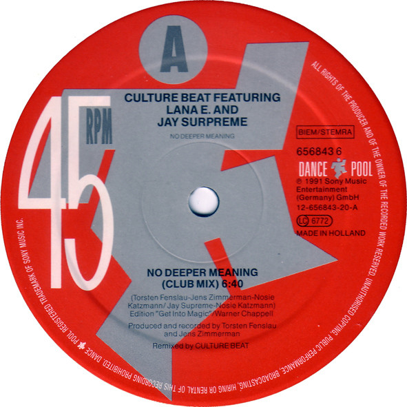 Culture Beat Featuring Lana E. And Jay Supreme - No Deeper Meaning | Dance Pool (656843 6) - 3 Culture Beat Featuring Lana E. And Jay Supreme - No Deeper Meaning | Dance Pool (656843 6) - 3