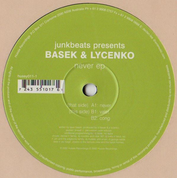 Junkbeats Presents Basek & Lycenko - Never EP | Hussle Recordings (HUSSY011-1) - 2