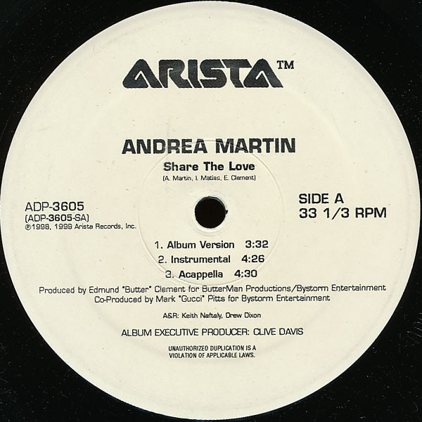 Andrea Martin - Share The Love | Arista (ADP-3605) - main