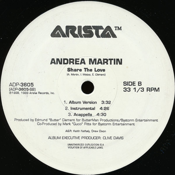 Andrea Martin - Share The Love | Arista (ADP-3605) - 2