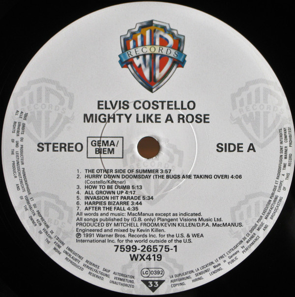 Elvis Costello - Mighty Like A Rose | Warner Bros. Records (7599-26575-1) - 3 Elvis Costello - Mighty Like A Rose | Warner Bros. Records (7599-26575-1) - 3