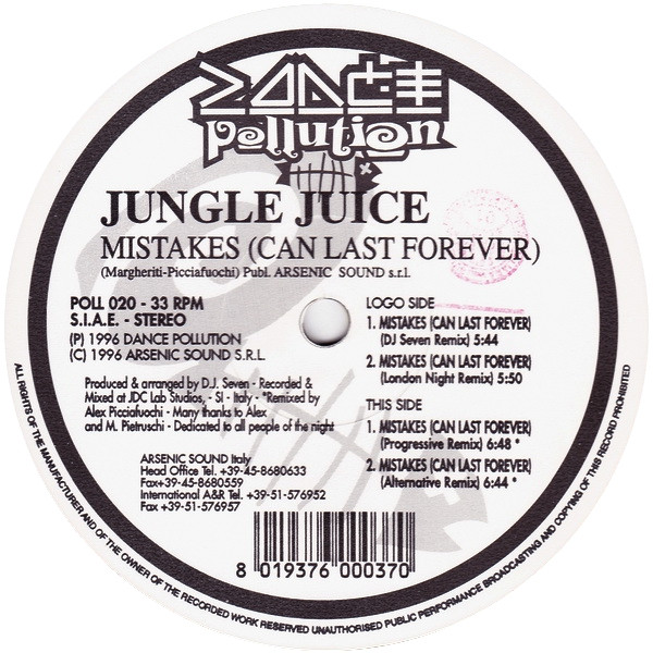 Jungle Juice - Mistakes (Can Last Forever) | Dance Pollution (POLL 020)