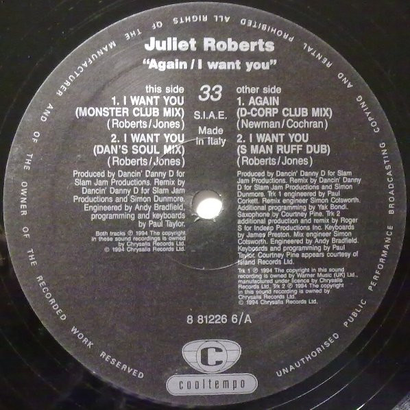 Juliet Roberts - Again / I Want You | Cooltempo (7243 8 81277 6 9) - 4 Juliet Roberts - Again / I Want You | Cooltempo (7243 8 81277 6 9) - 4