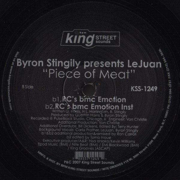 Byron Stingily Presents LeJuan - Piece Of Meat | BPM King Street Sounds (KSS 1249) - 4 Byron Stingily Presents LeJuan - Piece Of Meat | BPM King Street Sounds (KSS 1249) - 4
