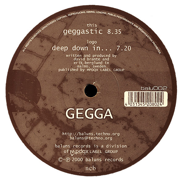 Gegga - Deep Down In... / Geggastic | Baluns Records (balu002) - main