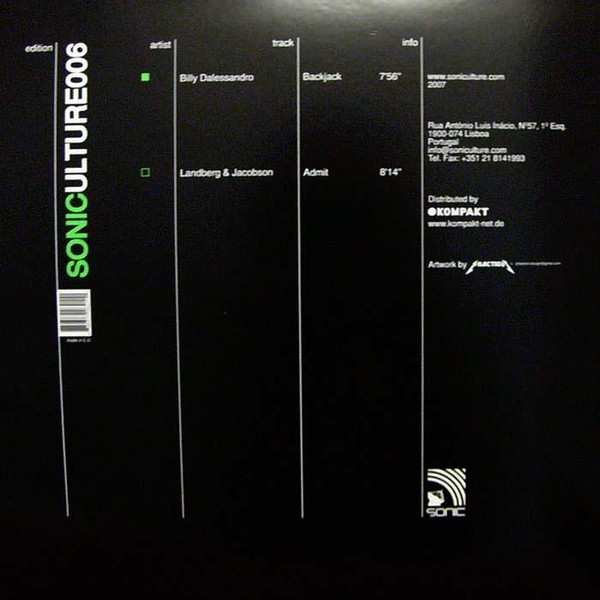 Billy Dalessandro / Landberg & Jacobson - SONICULTURE 006 | SONICULTURE (SONICULTURE 006) - 2 Billy Dalessandro / Landberg & Jacobson - SONICULTURE 006 | SONICULTURE (SONICULTURE 006) - 2