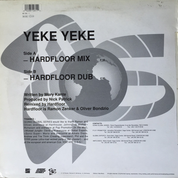 Mory Kanté - Yeke Yeke (2 Remixes By Hardfloor) | Barclay (851 261-1) - 2