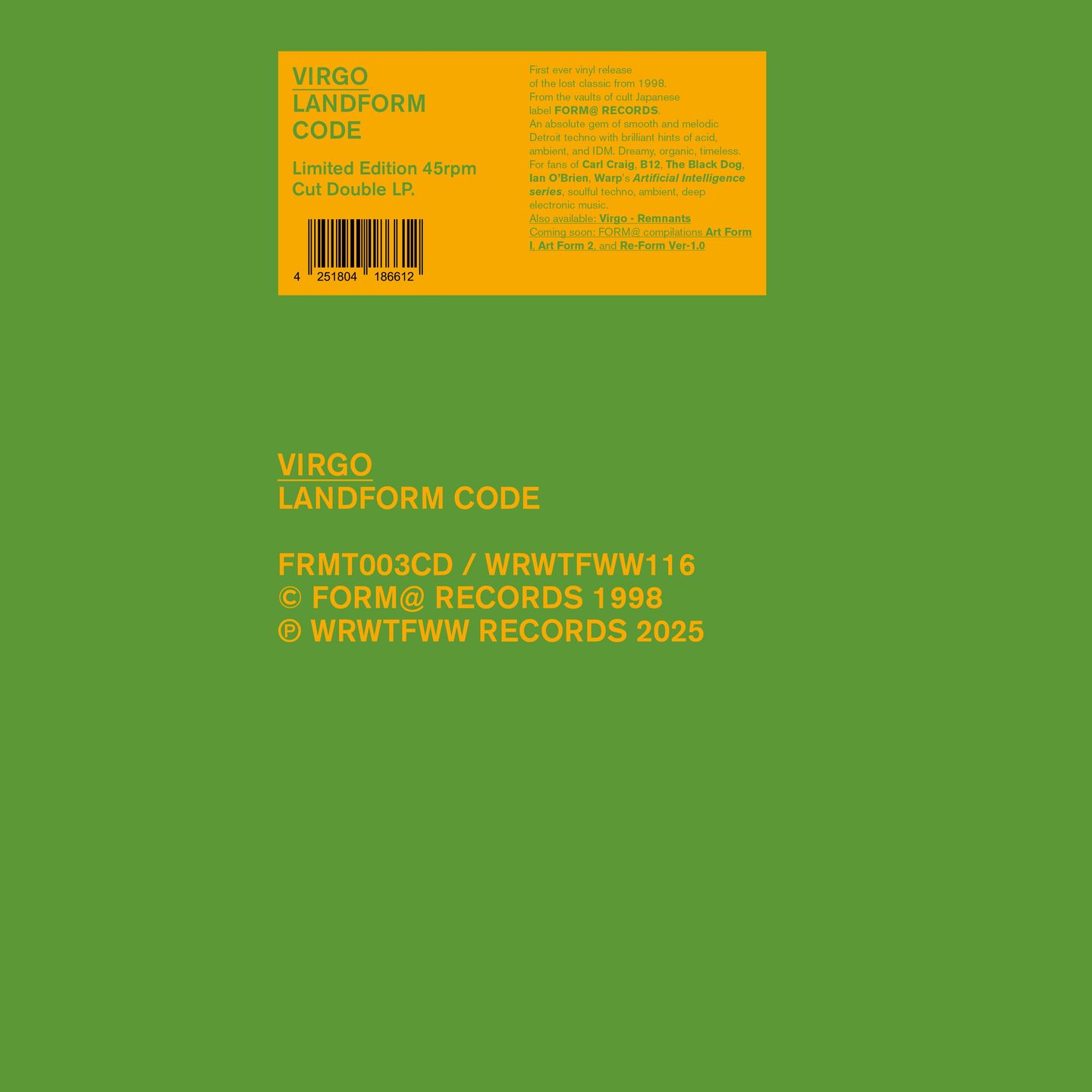 Virgo - Landform Code | WRWTFWW Records Switzerland (WRWTFWW 116) - main