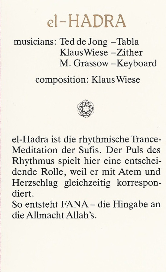 Klaus Wiese , Ted De Jong & M. Grassow - El-Hadra - The Mystik Dance | Edition Akasha (none) - 5