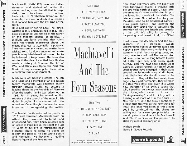 TISM - Machiavelli And The Four Seasons CD | Genre B.Goode (G002) - 2