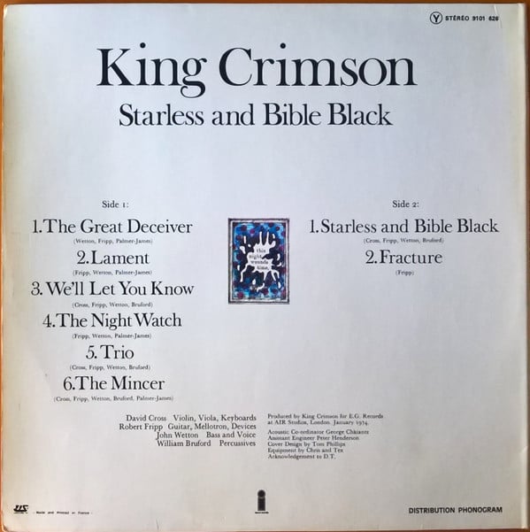 Starless And Bible Black
