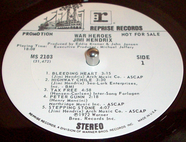 Jimi Hendrix - War Heroes | Reprise Records (MS 2103) - 3