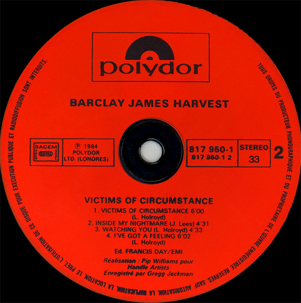 Barclay James Harvest - Victims Of Circumstance | Polydor (817 950-1) - 6