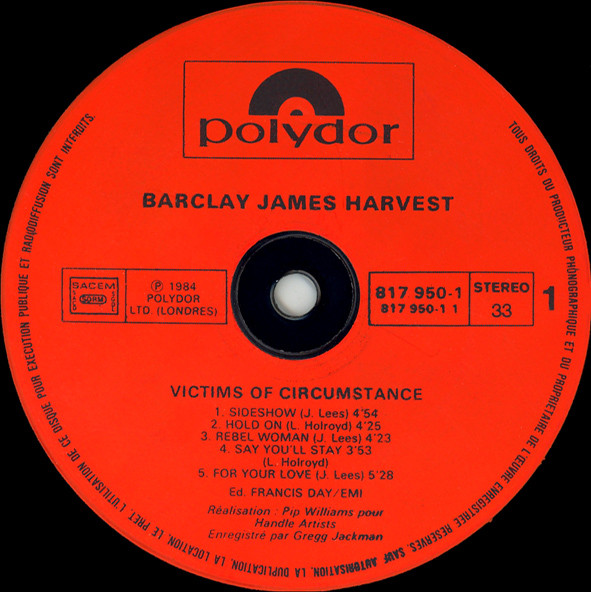 Barclay James Harvest - Victims Of Circumstance | Polydor (817 950-1) - 5