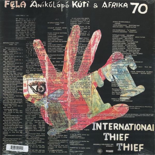 Fela Anikulapo Kuti & Africa 70 - International Thief Thief (I.T.T.) | Knitting Factory Records (KFR-2038-1) - 2