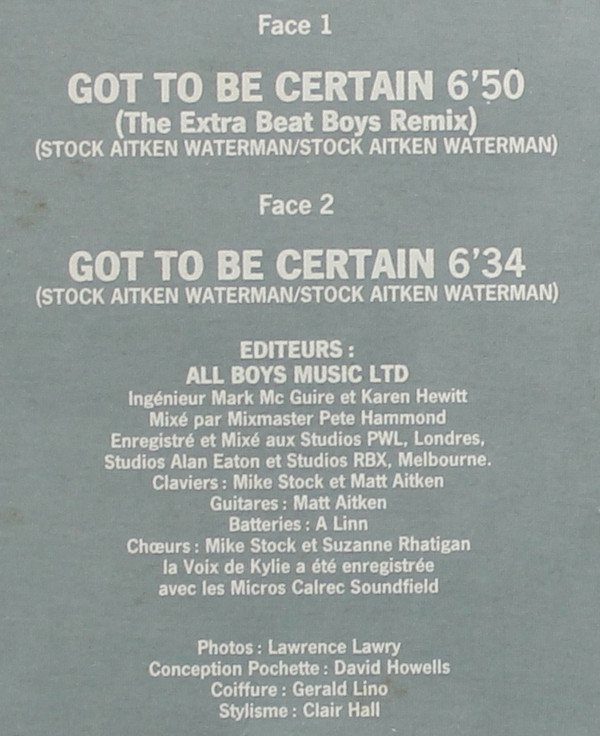 Kylie Minogue - Got To Be Certain | CBS (CBS 652868 6) - 5