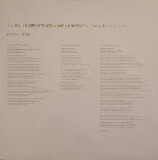 Dire Straits & Mark Knopfler - Private Investigations (The Best Of) | Mercury (987576-7) - 7 Dire Straits & Mark Knopfler - Private Investigations (The Best Of) | Mercury (987576-7) - 7