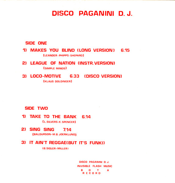 Invisible Flash Band - Disco Paganini D.J.