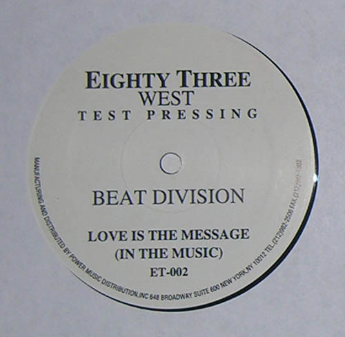 Beat Division - Love Is The Message (In The Music) | 83 West Records (ET-002)