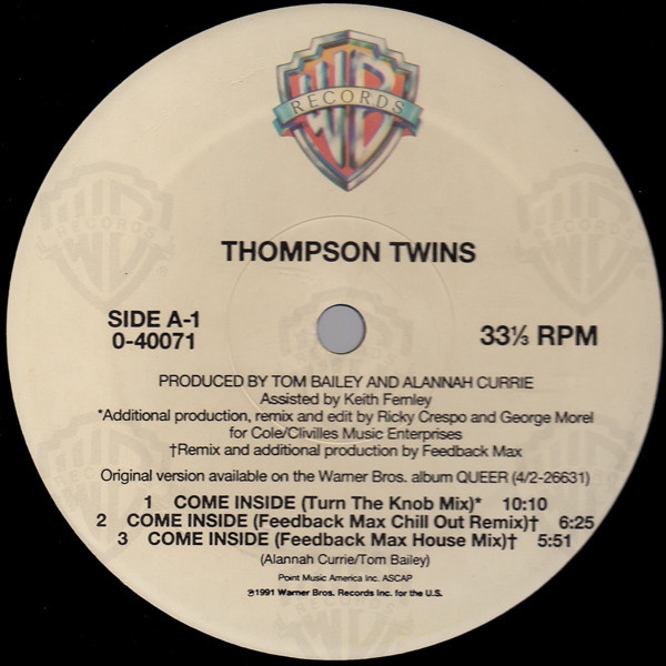 Thompson Twins - Come Inside / The Saint | Warner Bros. Records (0-40071) - 3
