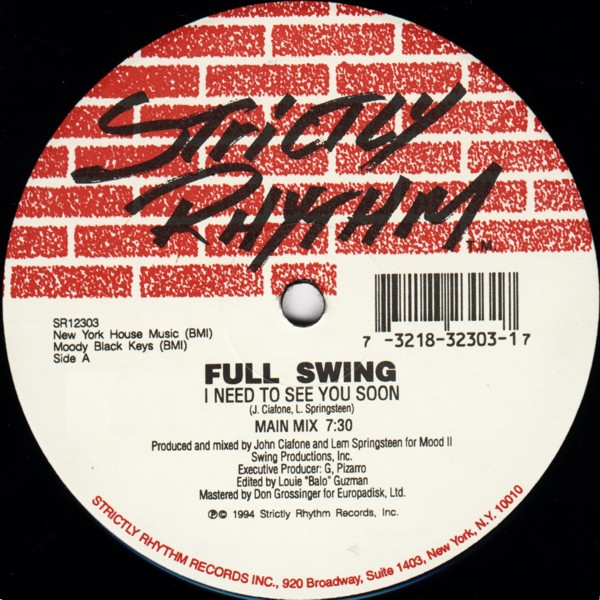 Full Swing - I Need To See You Soon | Strictly Rhythm (SR12303) - main