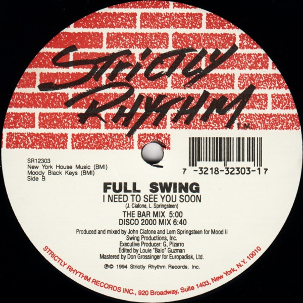 Full Swing - I Need To See You Soon | Strictly Rhythm (SR12303) - 2