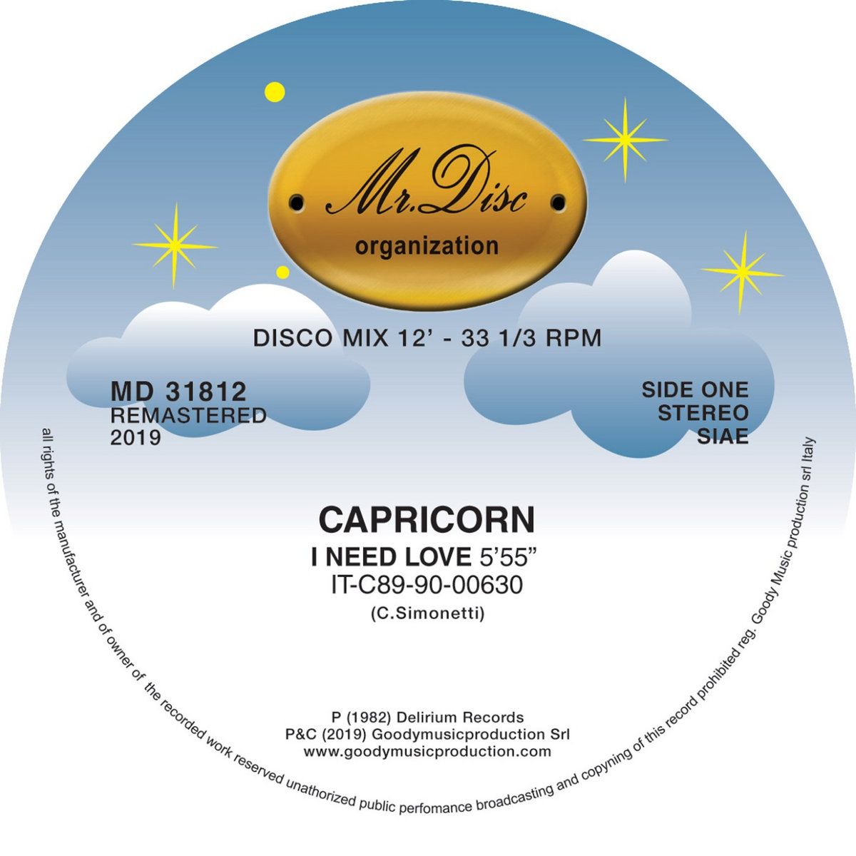 Capricorn - I Need Love | Mr. Disc Organization (MD 31812) - main