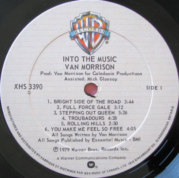 Van Morrison - Into The Music | Warner Bros. Records (XHS 3390) - 3