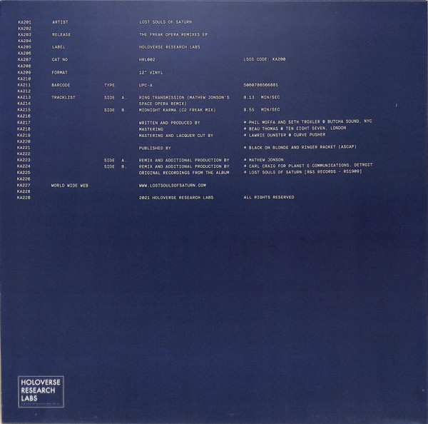 Lost Souls Of Saturn - The Freak Opera Remixes EP | Holoverse Research Labs, NYC (HRL002) - 2 Lost Souls Of Saturn - The Freak Opera Remixes EP | Holoverse Research Labs, NYC (HRL002) - 2