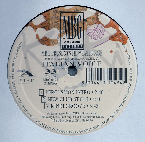 MBG Presents New Latin Age Featuring Mikaela - Italian Voice | MBG International Records (MBG 0493) - 3