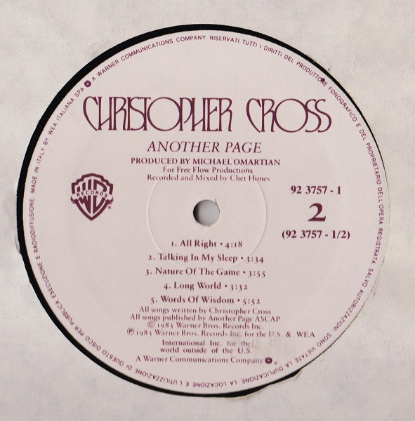 Christopher Cross - Another Page | Warner Bros. Records (92 3757-1) - 4 Christopher Cross - Another Page | Warner Bros. Records (92 3757-1) - 4