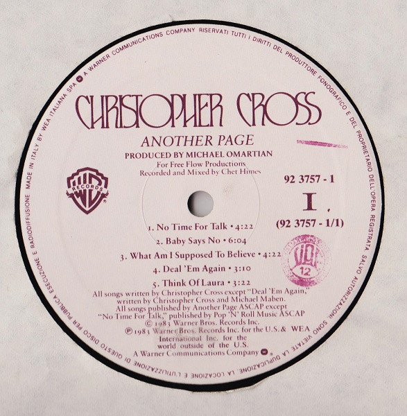 Christopher Cross - Another Page | Warner Bros. Records (92 3757-1) - 3 Christopher Cross - Another Page | Warner Bros. Records (92 3757-1) - 3