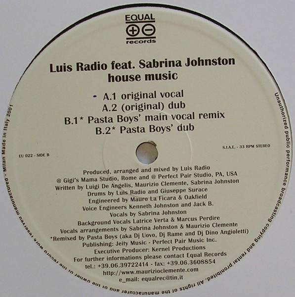 Luis Radio Feat. Sabrina Johnston - House Music | Equal Records (EU 022) - 4