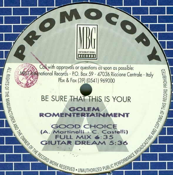 Golem / Romentertainment - Good Choice | MBG International Records (MBG 0393) Golem / Romentertainment - Good Choice | MBG International Records (MBG 0393)