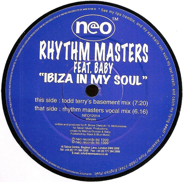 Rhythm Masters Feat. Baby - Ibiza In My Soul | Neo (NEO12014)