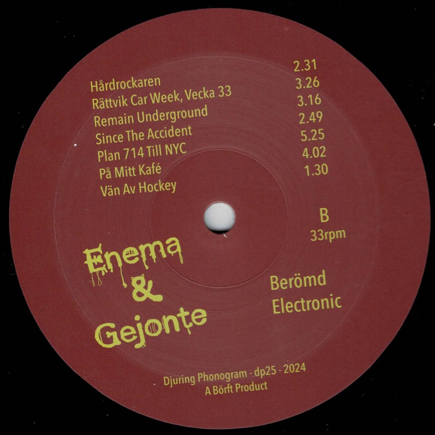 Enema & Gejonte - Berömd Electronic | Djuring Phonogram (DP25) - 4