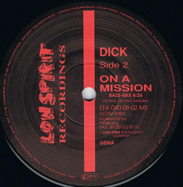 Dick - On A Mission | Low Spirit Recordings (EFA 040 08-02 MS) - 3 Dick - On A Mission | Low Spirit Recordings (EFA 040 08-02 MS) - 3