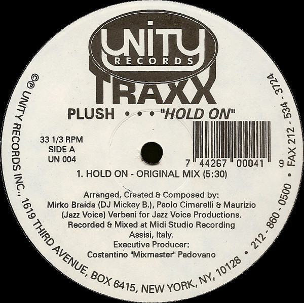 Plush - Hold On | Unity Records (UN 004) - main