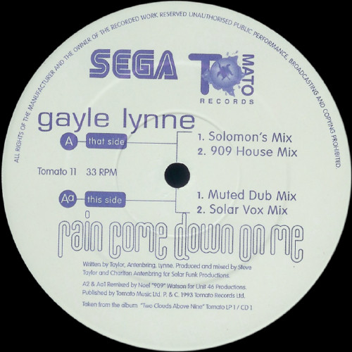 Gayle Lynne - Rain Come Down On Me | Tomato Records (Tomato 11) - 3