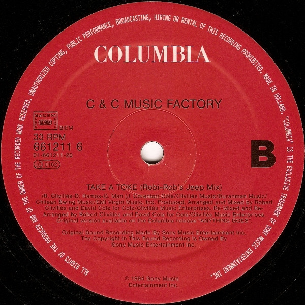 C + C Music Factory - I Found Love / Take A Toke | Columbia (661211 6) - 4 C + C Music Factory - I Found Love / Take A Toke | Columbia (661211 6) - 4