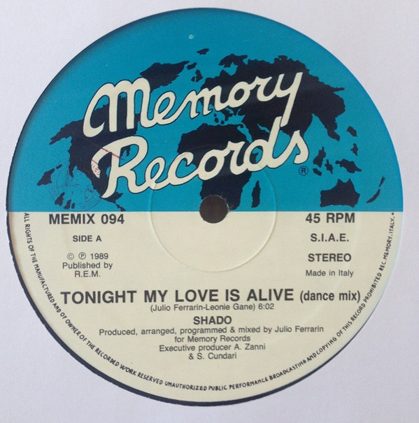 Shado - Tonight My Love Is Alive | Memory Records (MEMIX 094) - 3