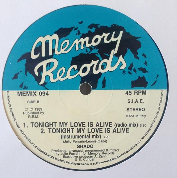 Shado - Tonight My Love Is Alive | Memory Records (MEMIX 094) - 4