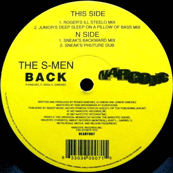 The S-Men - Back | Narcotic (DEANY007) - 2