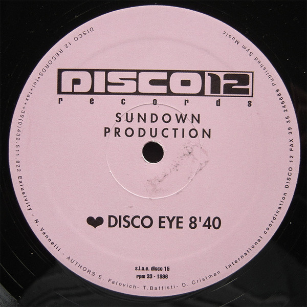 Sundown Production / Lesley Cooper - Disco Eye / To The Music | Disco 12 Records (DISCO 15) - 3