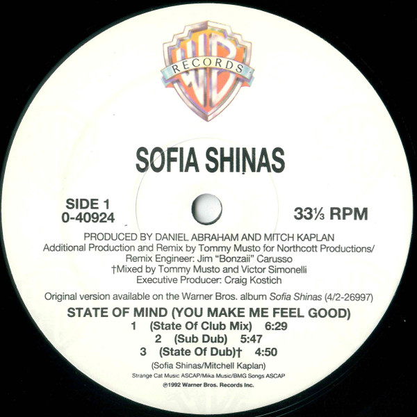 Sofia Shinas - State Of Mind | Warner Bros. Records (0-40924) - 3