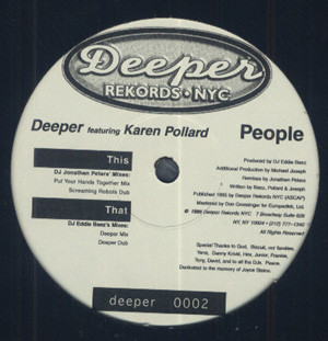 Deeper Featuring Karen Pollard - People | Deeper Rekords NYC (Deeper 0002) - main